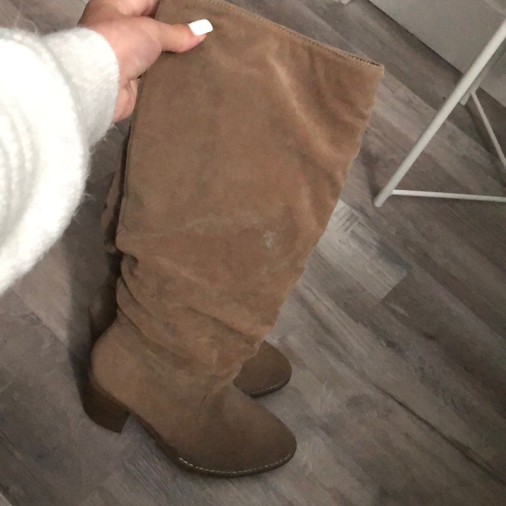 Brown knee high boots